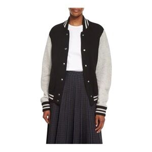 Marc Jacobs Colorblock Wool Cashmere Varsity Bomber Jacket Black Grey M
